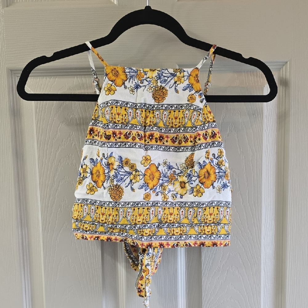 Blu Pepper Yellow and Blue Boho Crop Top